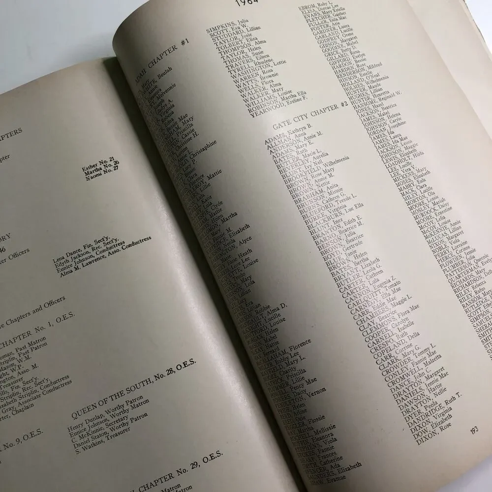 1944 1964 Book Of Years Eastern Star Of Bethlehem New York Yearbook Masonic
